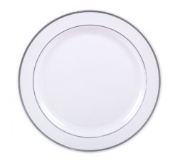 8 Platos plastico borde plata