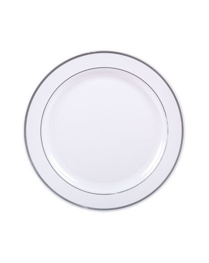 8 Platos plastico borde plata