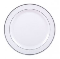 8 Platos plastico borde plata