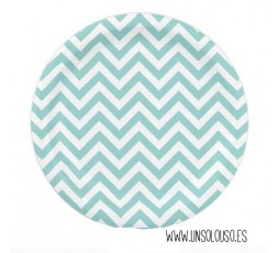 12 Platos Chevron Aqua