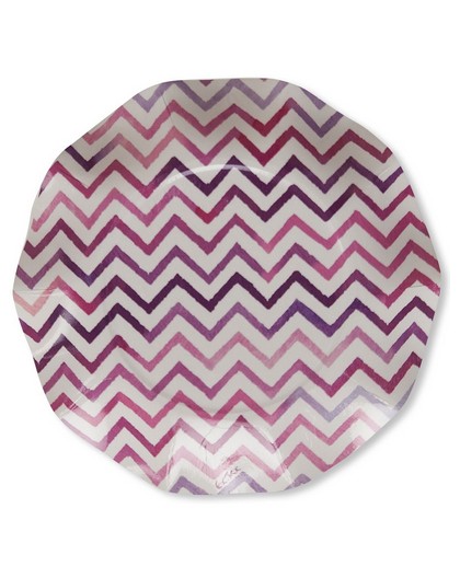 8 Platos Chevron Rosa